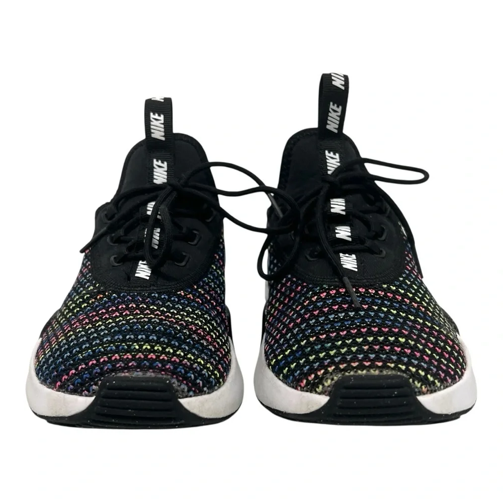 Nike Girls Ashin Modern Black Rainbow Knit Sneakers Athletic Shoes Youth 4.5